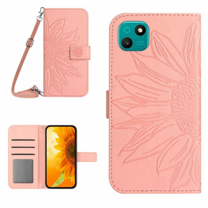 Skin Feel Sun Flower Pattern Flip Leather Phone Case with Lanyard, For Wiko T3, For Wiko T10