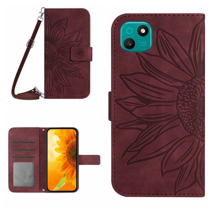 Skin Feel Sun Flower Pattern Flip Leather Phone Case with Lanyard, For Wiko T3, For Wiko T10