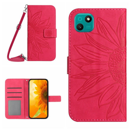 Skin Feel Sun Flower Pattern Flip Leather Phone Case with Lanyard, For Wiko T3, For Wiko T10