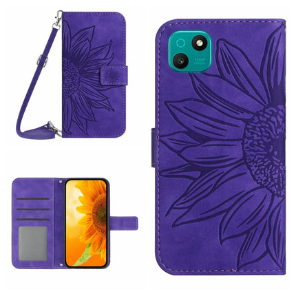 Skin Feel Sun Flower Pattern Flip Leather Phone Case with Lanyard, For Wiko T3, For Wiko T10