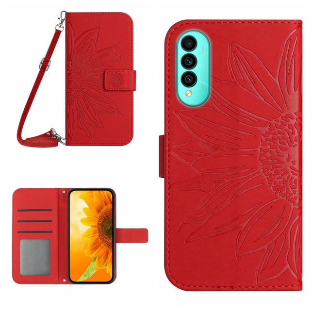 Skin Feel Sun Flower Pattern Flip Leather Phone Case with Lanyard, For Wiko T50, For Google Pixel 6