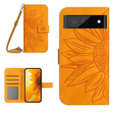 Skin Feel Sun Flower Pattern Flip Leather Phone Case with Lanyard, For Google Pixel 7, For Google Pixel 7 Pro