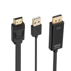 HDMI to USB+DisplayPort Adapter Cable with Power Supply, Length: 1.8m, 180cm