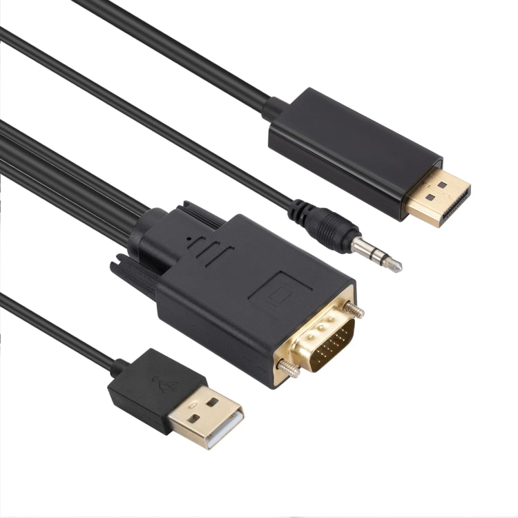 VGA to DisplayPort Adapter Cable with Audio Band Power Supply, Length: 1.8m