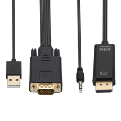 VGA to DisplayPort Adapter Cable with Audio Band Power Supply, Length: 1.8m