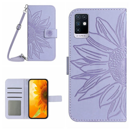 Skin Feel Sun Flower Pattern Flip Leather Phone Case with Lanyard, For Infinix Hot 12i, For Infinix Note 10