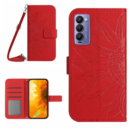 Skin Feel Sun Flower Pattern Flip Leather Phone Case with Lanyard, For Tecno Camon 17P, For Tecno Camon 18 / 18 P