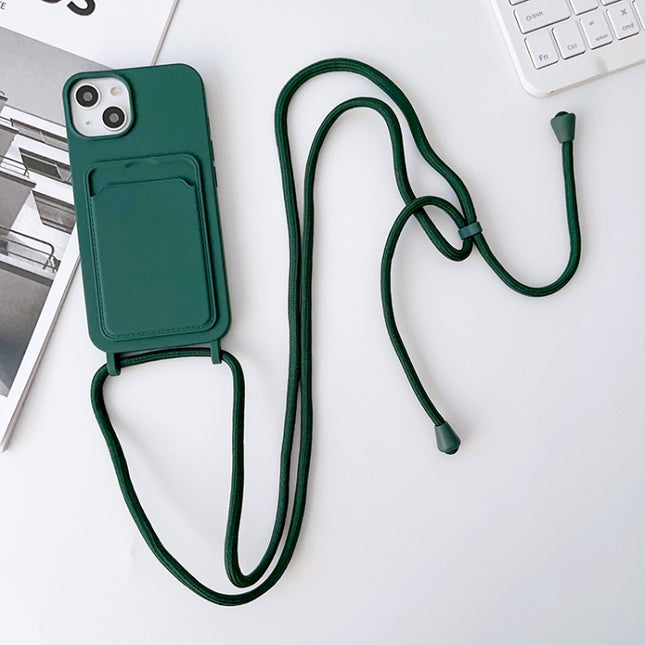 Crossbody Lanyard Elastic Silicone Card Holder Phone Case, For iPhone 14