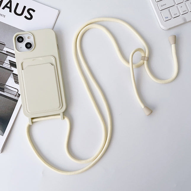 Crossbody Lanyard Elastic Silicone Card Holder Phone Case, For iPhone 14