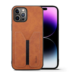 Denior DV Elastic Card PU Back Cover Phone Case, For iPhone 14, For iPhone 14 Plus, For iPhone 14 Pro, For iPhone 14 Pro Max, For iPhone 13 mini, For iPhone 13