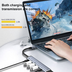 Y002 6 in 1 Type-C to VGA+HDMI+Dual USB+Dual USB-C/Type-C Interface Multi-function Adapter, Y002