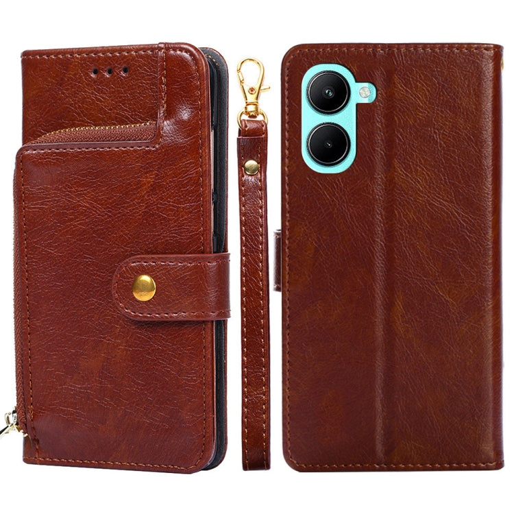 Zipper Bag Leather Phone Case, For Motorola Moto E32 India/E22s 4G Global, For OPPO A17, For OPPO K10x 5G, For Realme C33 4G, For vivo V25 5G/V25e 5G/X80 Lite, For vivo Y16 4G/Y02s 4G