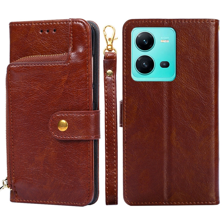 Zipper Bag Leather Phone Case, For Motorola Moto E32 India/E22s 4G Global, For OPPO A17, For OPPO K10x 5G, For Realme C33 4G, For vivo V25 5G/V25e 5G/X80 Lite, For vivo Y16 4G/Y02s 4G