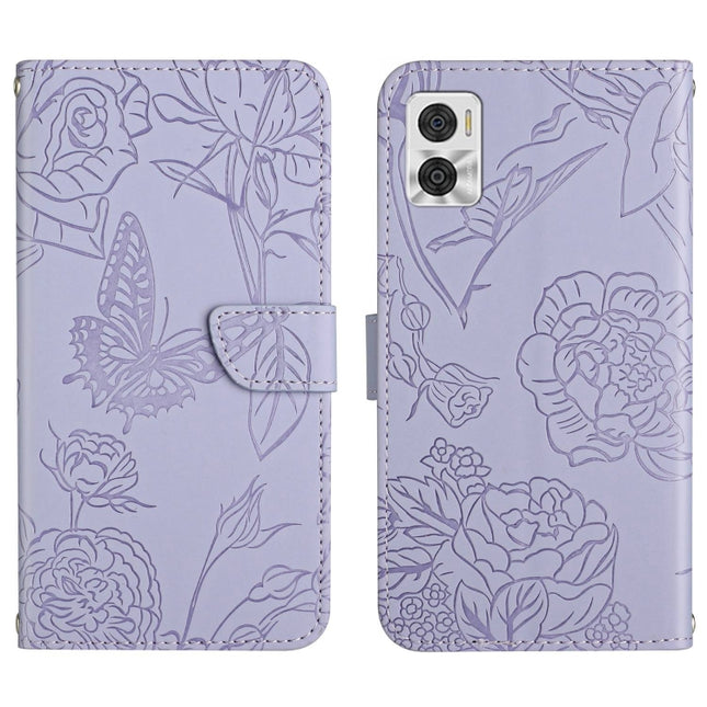 HT03 Skin Feel Butterfly Embossed Flip Leather Phone Case, For Motorola Moto E22 4G, For Motorola Moto G72 4G, For OPPO A17, For Realme 10 4G