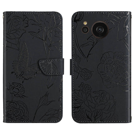 HT03 Skin Feel Butterfly Embossed Flip Leather Phone Case, For Samsung Galaxy S23 5G, For Samsung Galaxy S23+ 5G, For Sharp Aquos Sense7 SH-V48, For Xiaomi 12 Lite NE