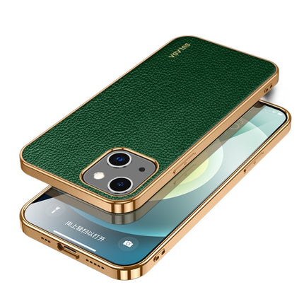 SULADA Shockproof TPU + Handmade Leather Phone Case, For iPhone 14, For iPhone 14 Plus, For iPhone 14 Pro, For iPhone 14 Pro Max