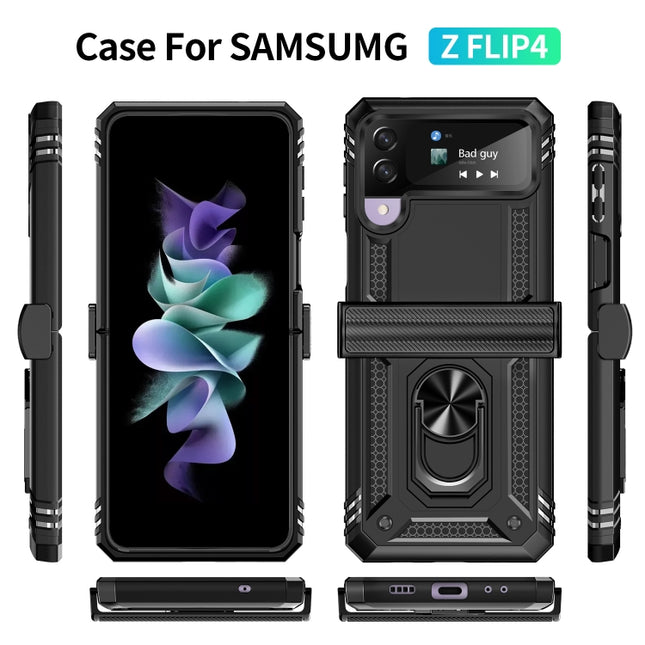 Shockproof TPU + PC Protective Phone Case with 360 Degree Rotating Holder, For Samsung Galaxy Z Flip4, For Samsung Galaxy Z Flip3 5G