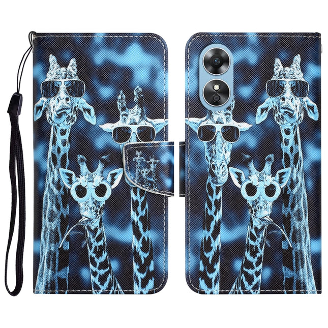Colored Drawing Leather Phone Case, For OPPO A17