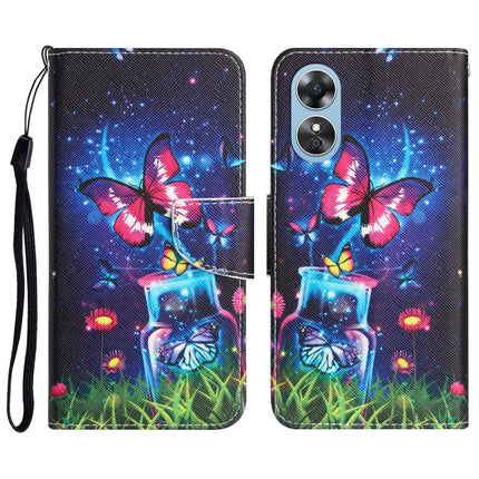 Colored Drawing Leather Phone Case, For OPPO A17