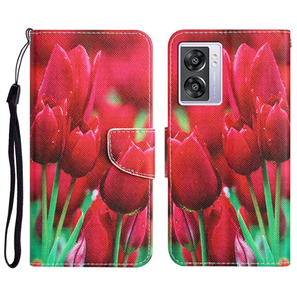 Colored Drawing Leather Phone Case, For OPPO A57 2022