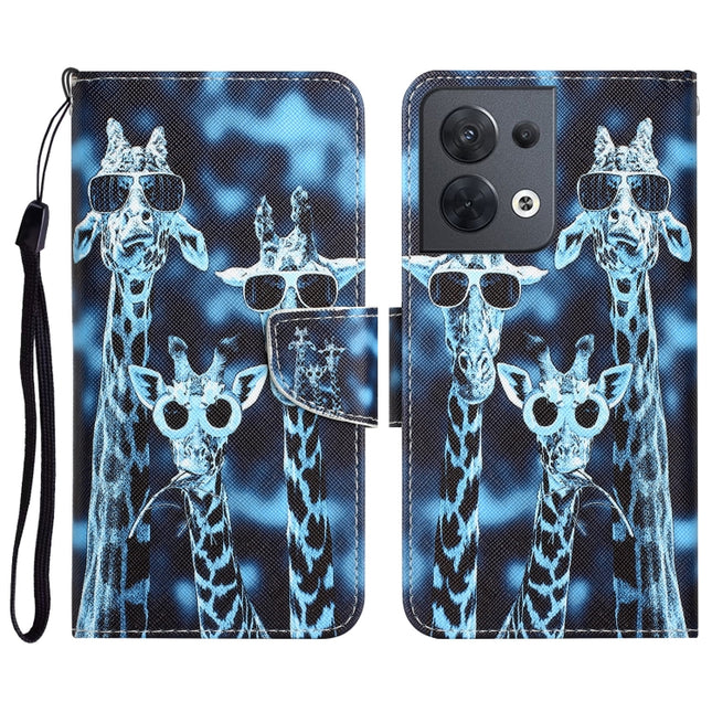 Colored Drawing Leather Phone Case, For OPPO Reno8
