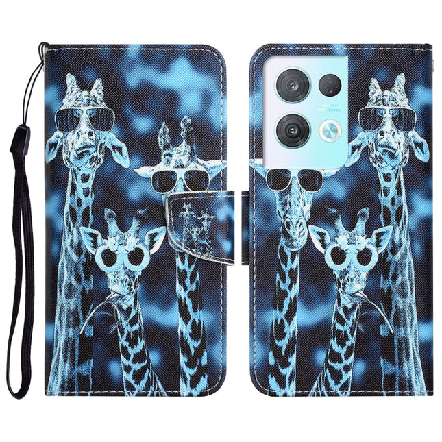 Colored Drawing Leather Phone Case, For OPPO Reno8 Pro
