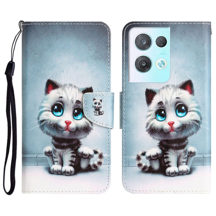 Colored Drawing Leather Phone Case, For OPPO Reno8 Pro