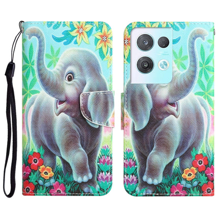 Colored Drawing Leather Phone Case, For OPPO Reno8 Pro