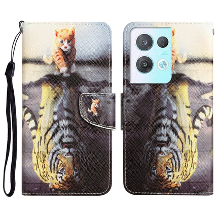 Colored Drawing Leather Phone Case, For OPPO Reno8 Pro
