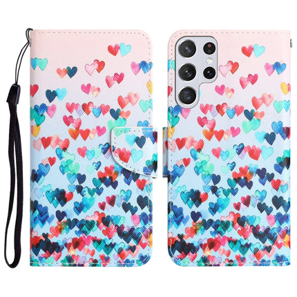 Colored Drawing Leather Phone Case, For Samsung Galaxy S23 Ultra 5G