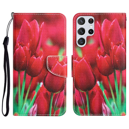 Colored Drawing Leather Phone Case, For Samsung Galaxy S23 Ultra 5G