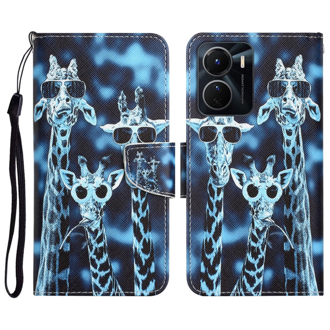 Colored Drawing Leather Phone Case, For vivo Y16