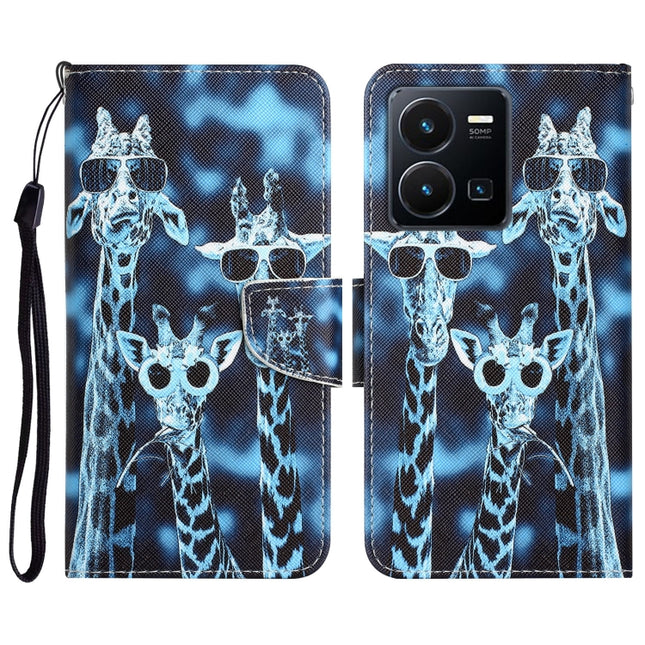 Colored Drawing Leather Phone Case, For vivo Y22s