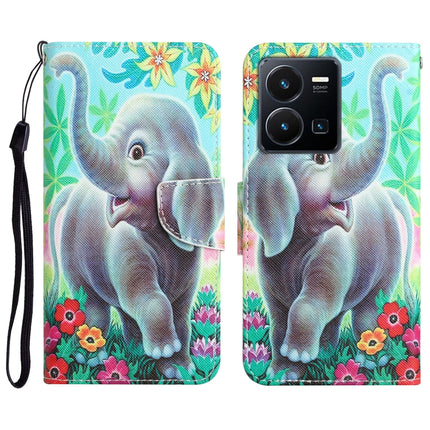 Colored Drawing Leather Phone Case, For vivo Y22s