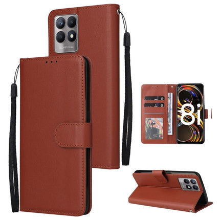 Multifunctional Horizontal Flip Leather Case with Three Card Slot, For Realme 9i, For Realme 8i, For Realme C21Y / C25Y