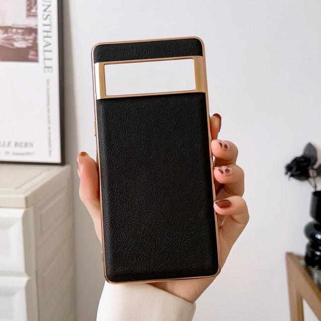 Waves Series Nano Electroplating Genuine Leather Phone Case, For Google Pixel 6, For Google Pixel 6a, For Google Pixel 7, For Huawei Enjoy 50 4G