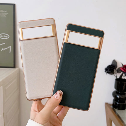 Waves Series Nano Electroplating Genuine Leather Phone Case, For Google Pixel 6, For Google Pixel 6 Pro, For Google Pixel 6a, For Google Pixel 7, For Huawei Enjoy 50 4G