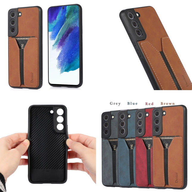 Denior DV Elastic Card PU Back Cover Phone Case, For Samsung Galaxy S22 5G, For Samsung Galaxy S22+ 5G, For Samsung Galaxy S22 Ultra 5G, For Samsung Galaxy S21 5G, For Samsung Galaxy S21+ 5G, For Samsung Galaxy S21 Ultra 5G