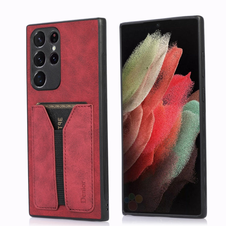 Denior DV Elastic Card PU Back Cover Phone Case, For Samsung Galaxy S22 5G, For Samsung Galaxy S22+ 5G, For Samsung Galaxy S22 Ultra 5G, For Samsung Galaxy S21 5G, For Samsung Galaxy S21+ 5G, For Samsung Galaxy S21 Ultra 5G