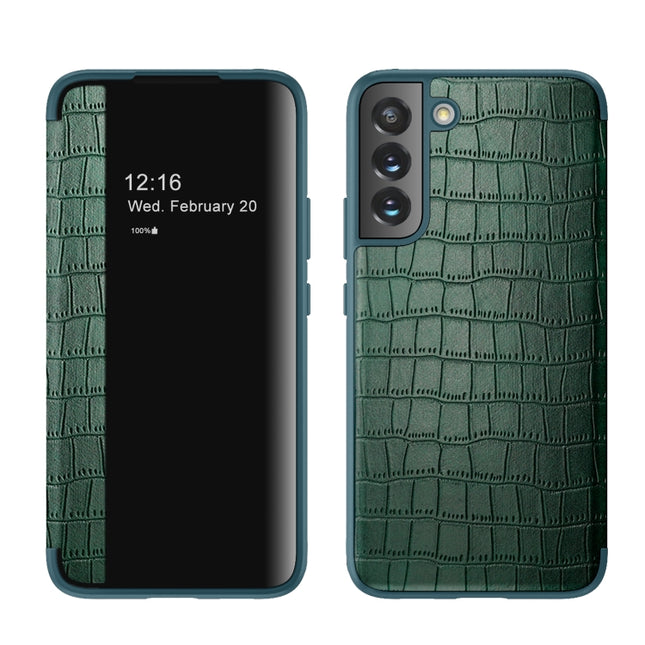 Crocodile Texture Window View Leather Phone Case, For Samsung Galaxy S23 5G, For Samsung Galaxy S23+ 5G, For Samsung Galaxy S23 Ultra 5G