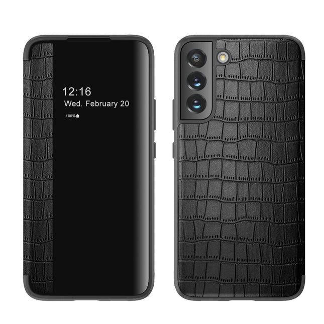 Crocodile Texture Window View Leather Phone Case, For Samsung Galaxy S23 5G, For Samsung Galaxy S23+ 5G, For Samsung Galaxy S23 Ultra 5G