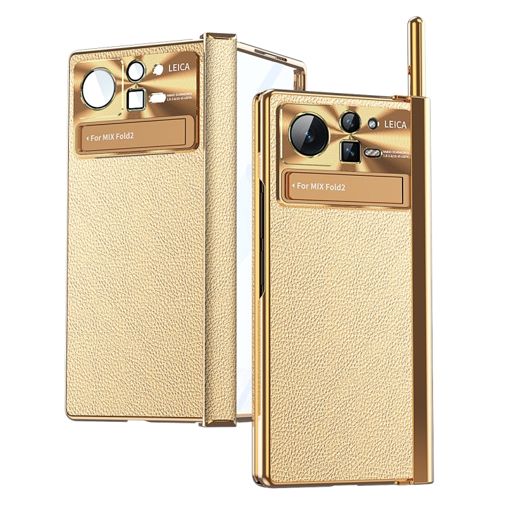 Plain Leather Double Hinged Folding Phone Case with Stylus