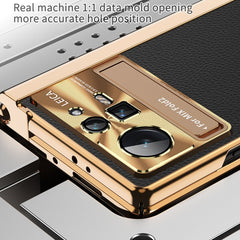 Plain Leather Double Hinged Folding Phone Case with Stylus