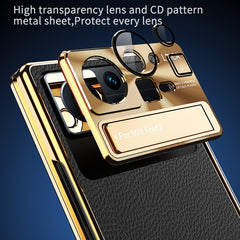 Plain Leather Double Hinged Folding Phone Case with Stylus