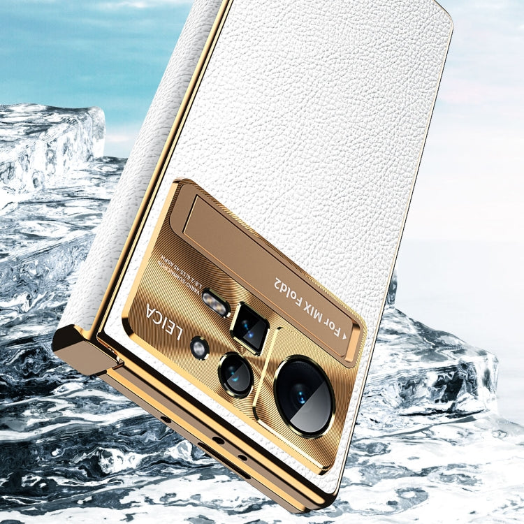Plain Leather Double Hinged Folding Phone Case with Stylus