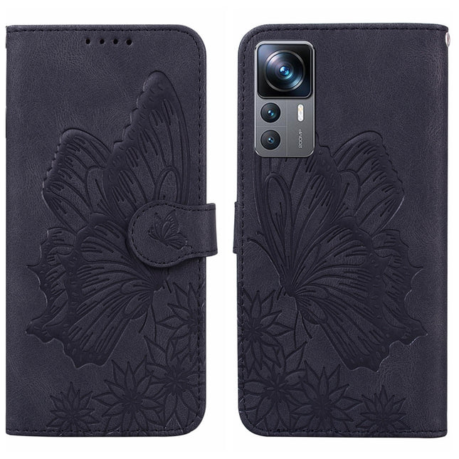 Retro Skin Feel Butterflies Embossing Horizontal Flip Leather Phone Case, For Xiaomi 12T / 12T Pro / Redmi K50 Ultra