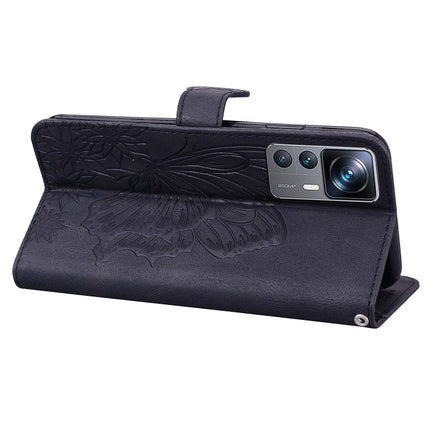 Retro Skin Feel Butterflies Embossing Horizontal Flip Leather Phone Case, For Xiaomi 12T / 12T Pro / Redmi K50 Ultra