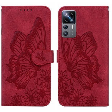 Retro Skin Feel Butterflies Embossing Horizontal Flip Leather Phone Case, For Xiaomi 12T / 12T Pro / Redmi K50 Ultra