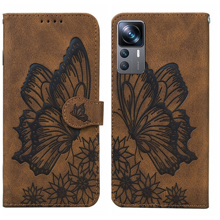 Retro Skin Feel Butterflies Embossing Horizontal Flip Leather Phone Case, For Xiaomi 12T / 12T Pro / Redmi K50 Ultra