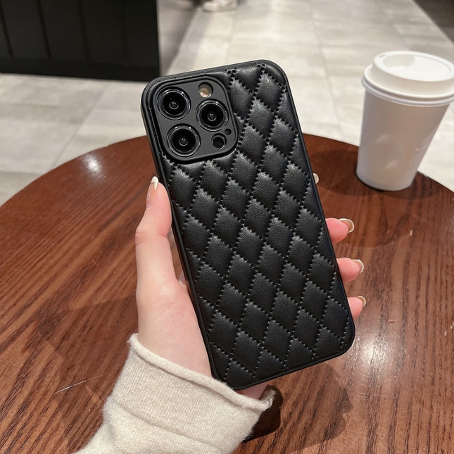 Rhombic Texture Lambskin Phone Case, For iPhone 13 Pro Max, For iPhone 13 Pro, For iPhone 13, For iPhone 13 mini, For iPhone 12 Pro Max, For iPhone 12 Pro, For iPhone 12, For iPhone 12 mini, For iPhone 11 Pro Max, For iPhone 11 Pro, For iPhone 11